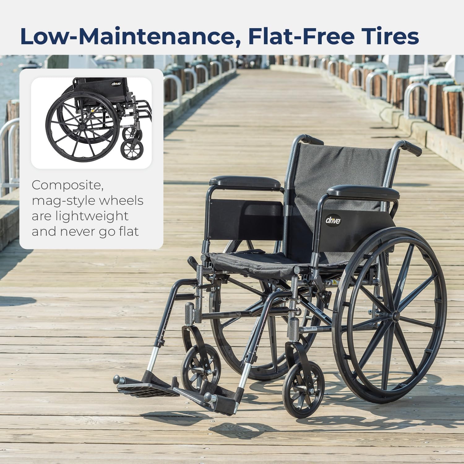 Lightweight Wheelchair drive Cruiser III Dual Axle Full Length Arm Elevating Legrest Black Upholstery 20 Inch Seat Width Adult 350 lbs. Weight Capacity, Packaging Type- Each