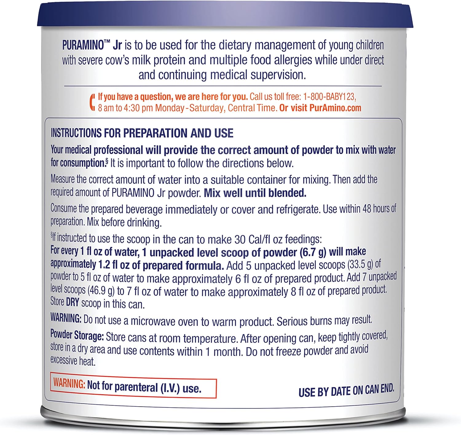 Pediatric Oral Supplement PurAmino Jr Vanilla Flavor 14.1 oz. Can Powder Amino Acid Cow's Milk Allergy,Packaging Type- Each