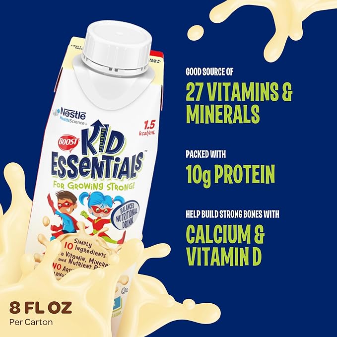 Pediatric Oral Supplement Boost Kid Essentials 1.5 Vanilla Vortex Flavor 8 oz. Carton Liquid Vitamins / Minerals,Packaging Type- Each