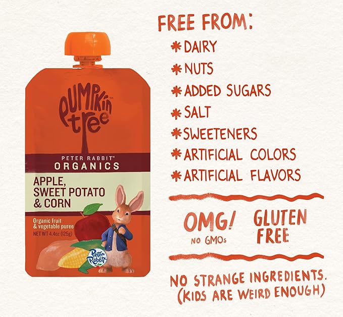 Peter Rabbit Organics Veggie Snacks - Sweet Potato Corn And Apple - Case Of 10 - 4.4 Oz.