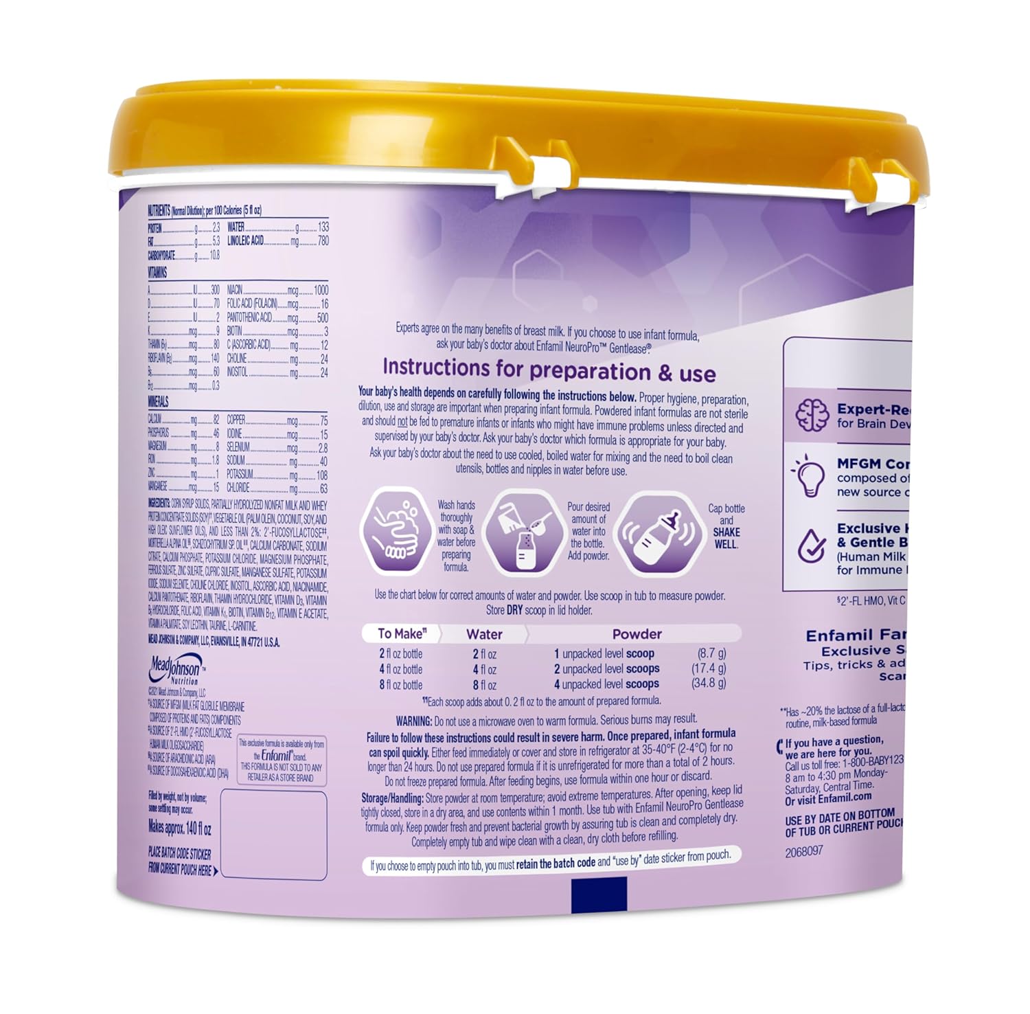 Infant Formula Enfamil NeuroPro Gentlease Unflavored 7.2 oz. Can Powder Milk-Based Crying / Spitup,Packaging Type- Each