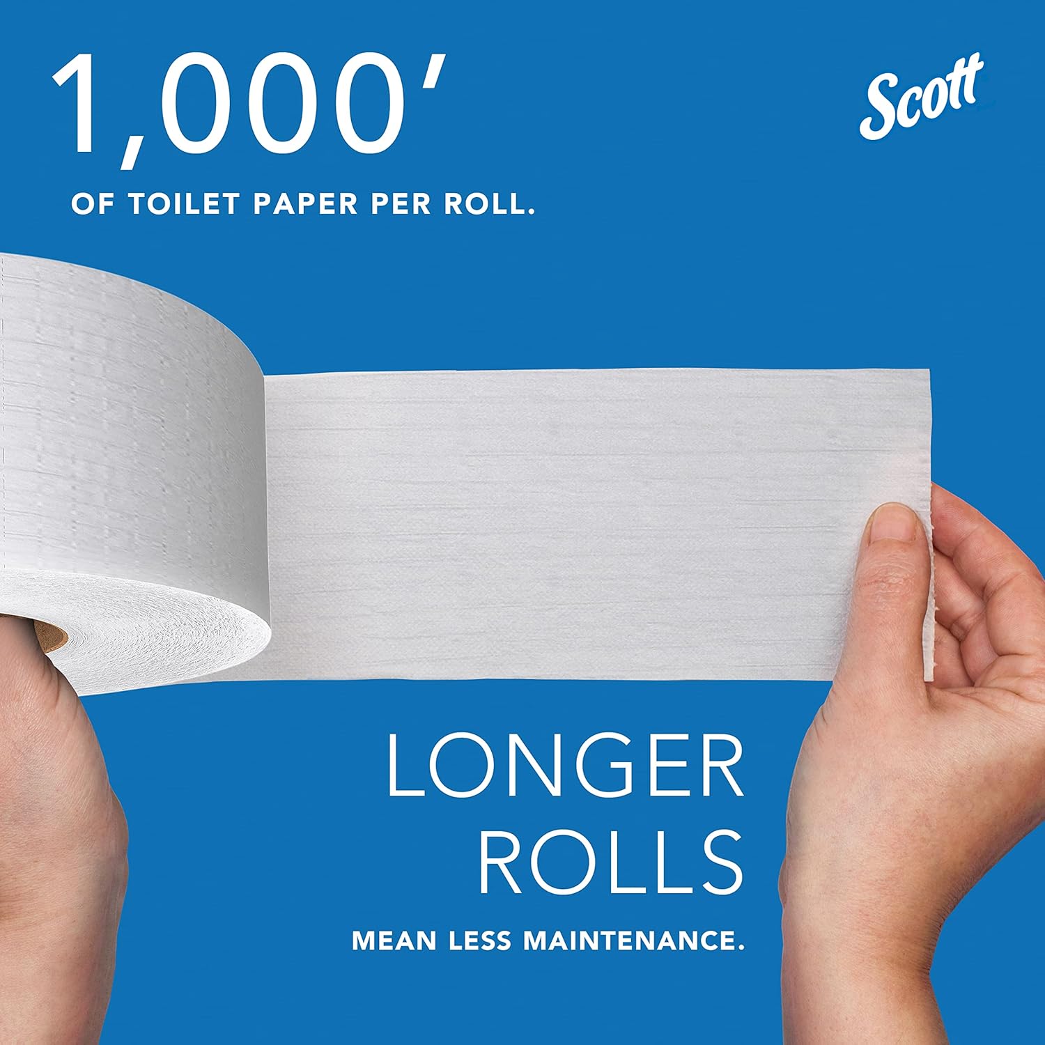 Toilet Tissue Scott Essential 100% Recycled Fiber JRT White 2-Ply Jumbo Size Cored Roll Continuous Sheet 3-11/20 Inch X 1000 Foot, Packaging Type- Case