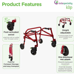 klip walker x small red 4 wheeled