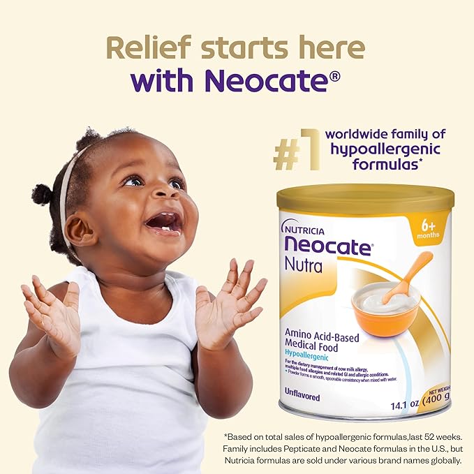 Infant Formula Neocate Nutra Unflavored 14.1 oz. Can Powder Amino Acid Food Allergies,Packaging Type- Each