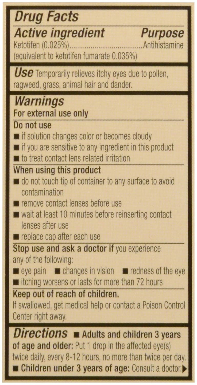 Gotas para los ojos Zaditor para el alivio de la alergia, 0.17 oz., empaque individual