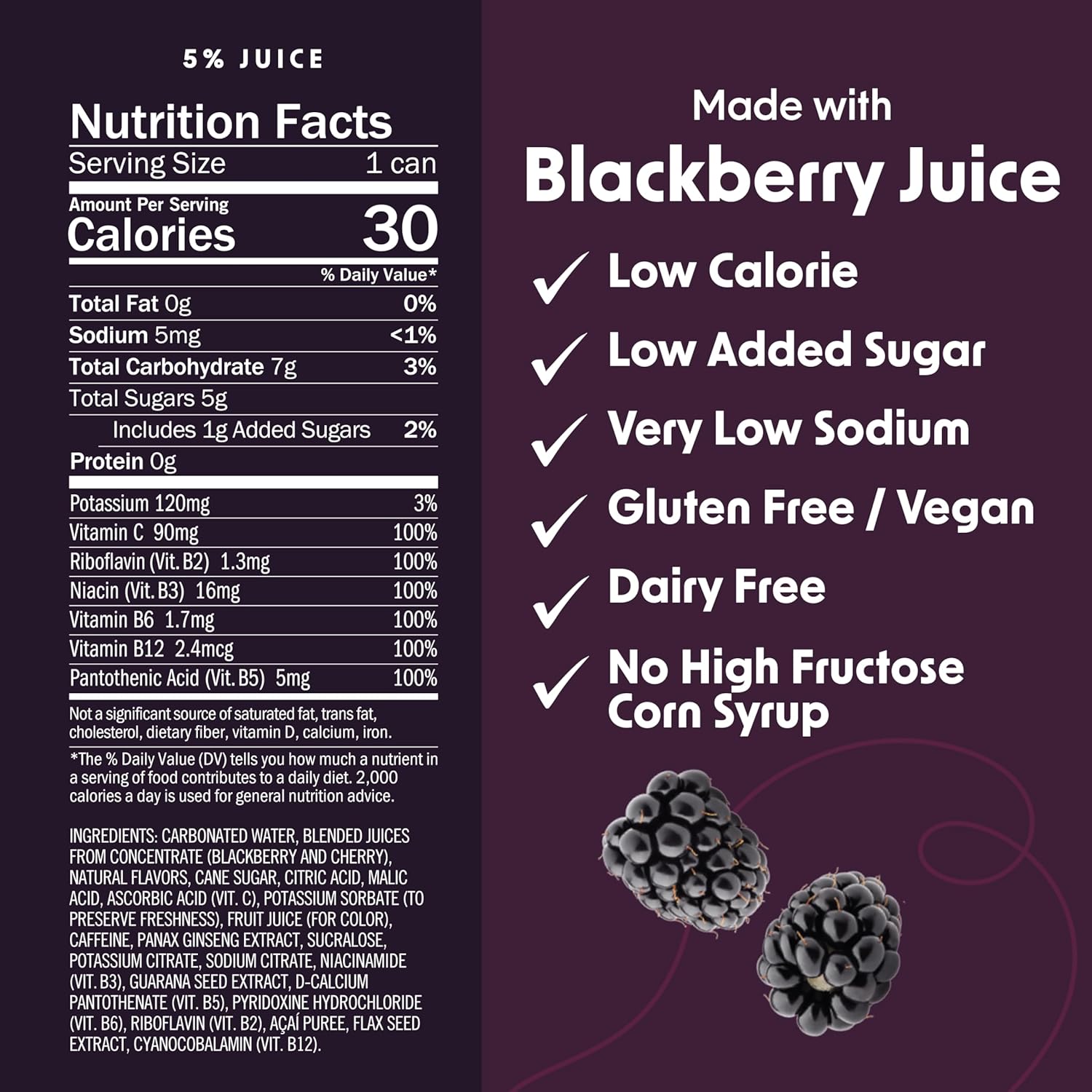 Petey's Bing Black B-vitamins Vitamin C Caffeine & Ginseng Beverage  - Case Of 12 - 12 Fz