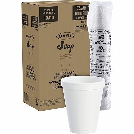 Insulated Drinking Cup Dart 10 oz. White Styrofoam Disposable, Packaging Type- Case