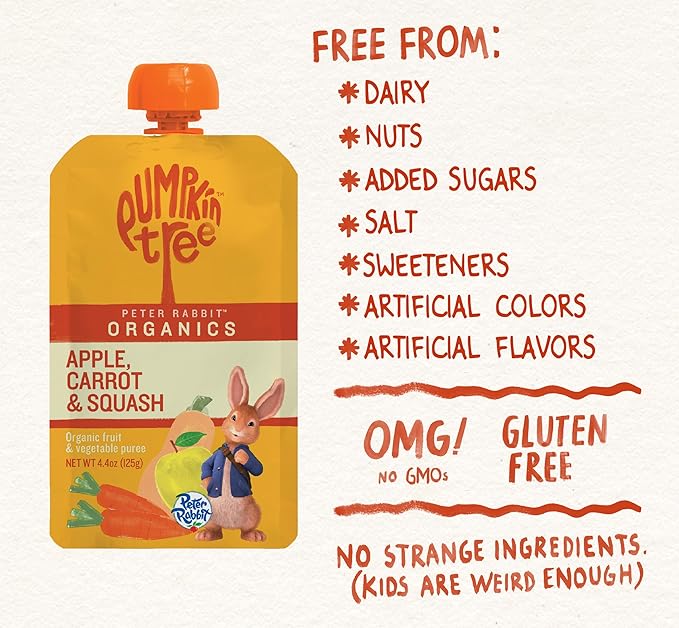 Peter Rabbit Organics Veggie Snacks - Carrot Squash And Apple - Case Of 10 - 4.4 Oz.