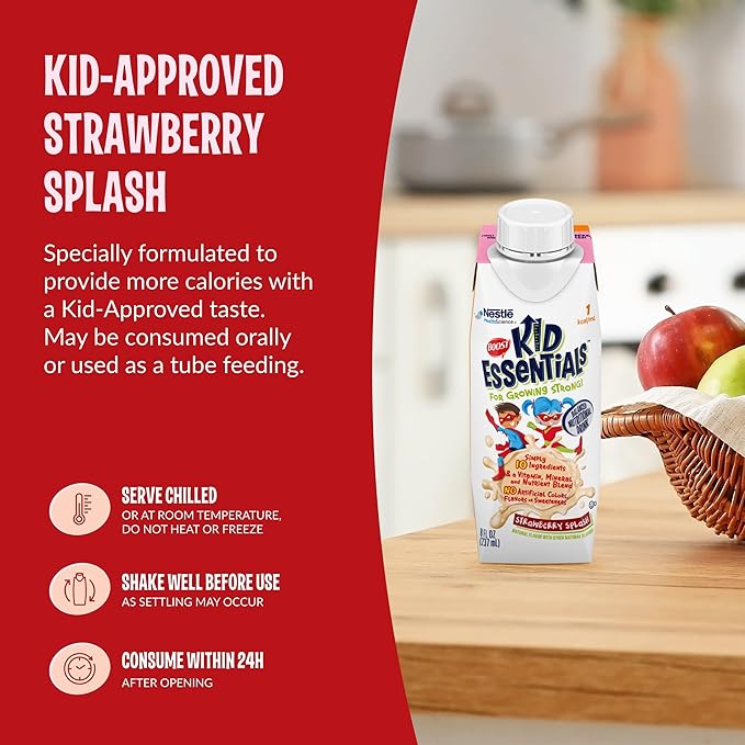 Pediatric Oral Supplement Boost Kid Essentials 1.0 Strawberry Splash Flavor 8 oz. Carton  Liquid Vitamins / Minerals