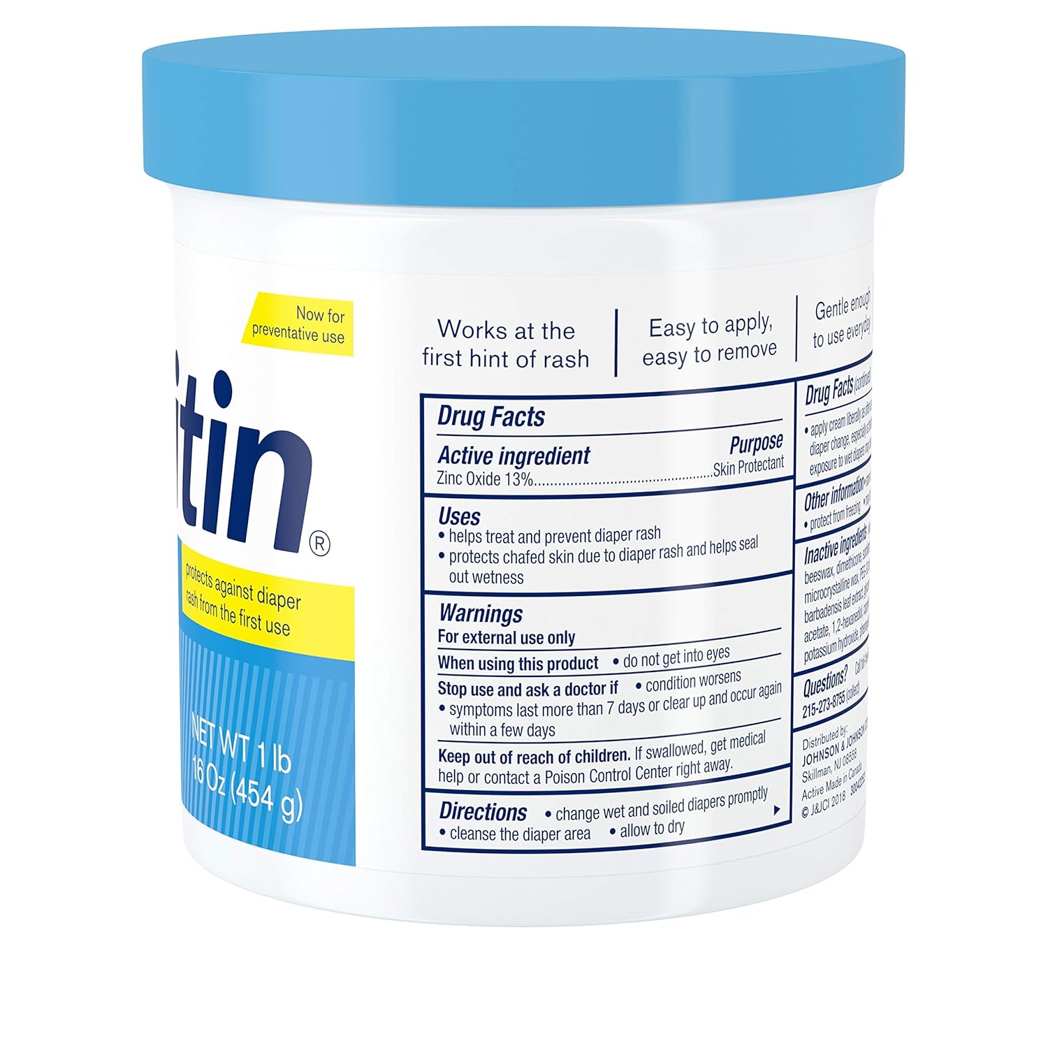 Tratamiento para la dermatitis del pañal Desitin Rapid Relief, ungüento sin perfume, frasco de 473 ml (16 oz), tipo de envase: individual