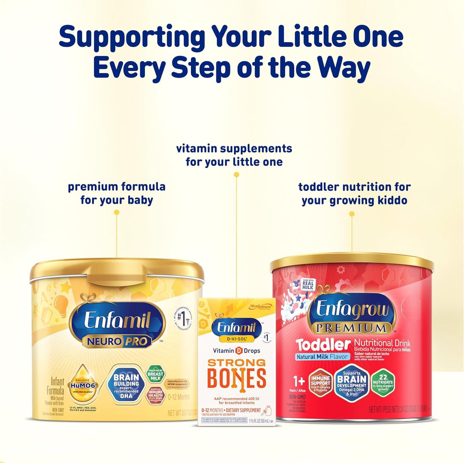 Fórmula infantil Enfamil NeuroPro sin sabor, envase de 20.7 oz, polvo de hierro