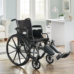 Durable wheelchair frame and caster wheel close-up