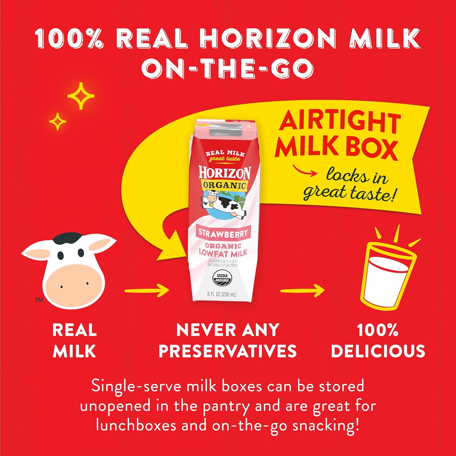 horizon organic dairy low fat milk strawberry case of 3 8 fl oz