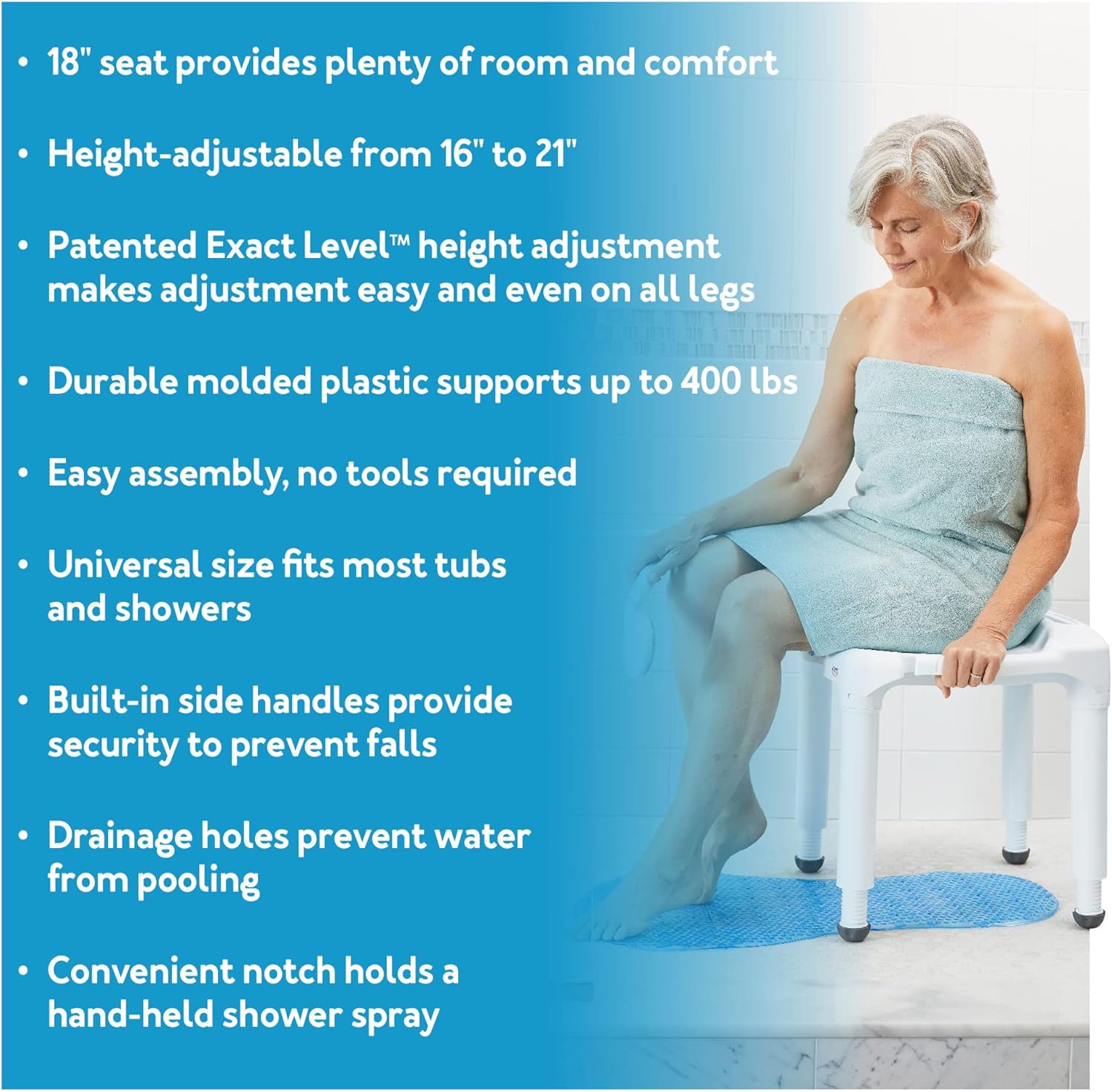 Bath Bench Composite W/o Back Knock-down - Retail - Carex