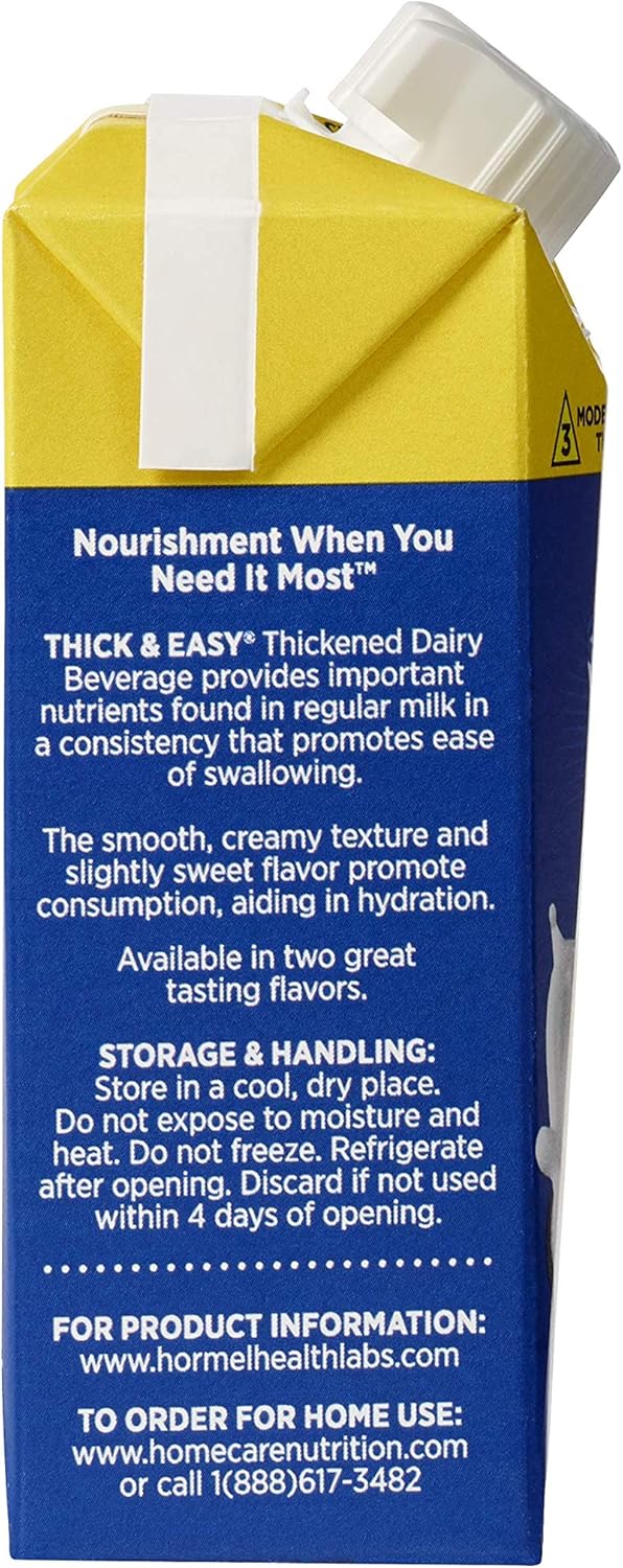 Thickened Beverage Thick & Easy Dairy 8 oz. Carton Milk Flavor Liquid IDDSI Level 3 Moderately Thick/Liquidized,  Packaging Type- Case