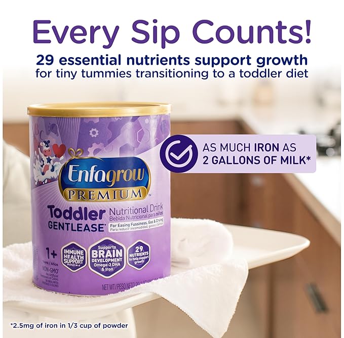 Pediatric Oral Supplement EnfagrowPremium Gentlease Toddler Unflavored 29.1 oz. Can Powder Calories,Packaging Type- Each
