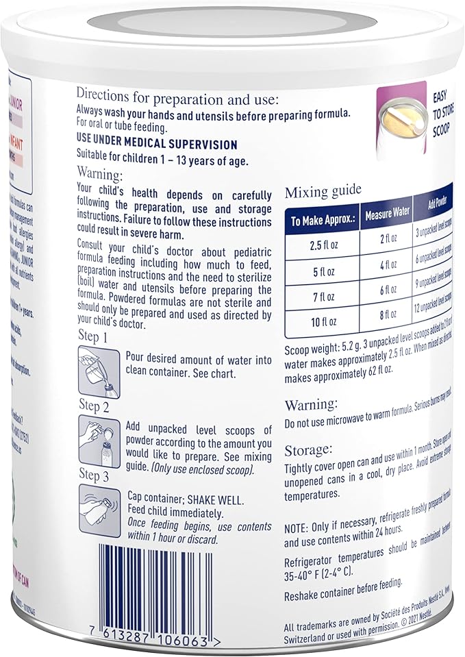 Pediatric Oral Supplement Alfamino Junior Vanilla Flavor 14.1 oz. Can Powder Amino Acid Food Allergies,Packaging Type- Each