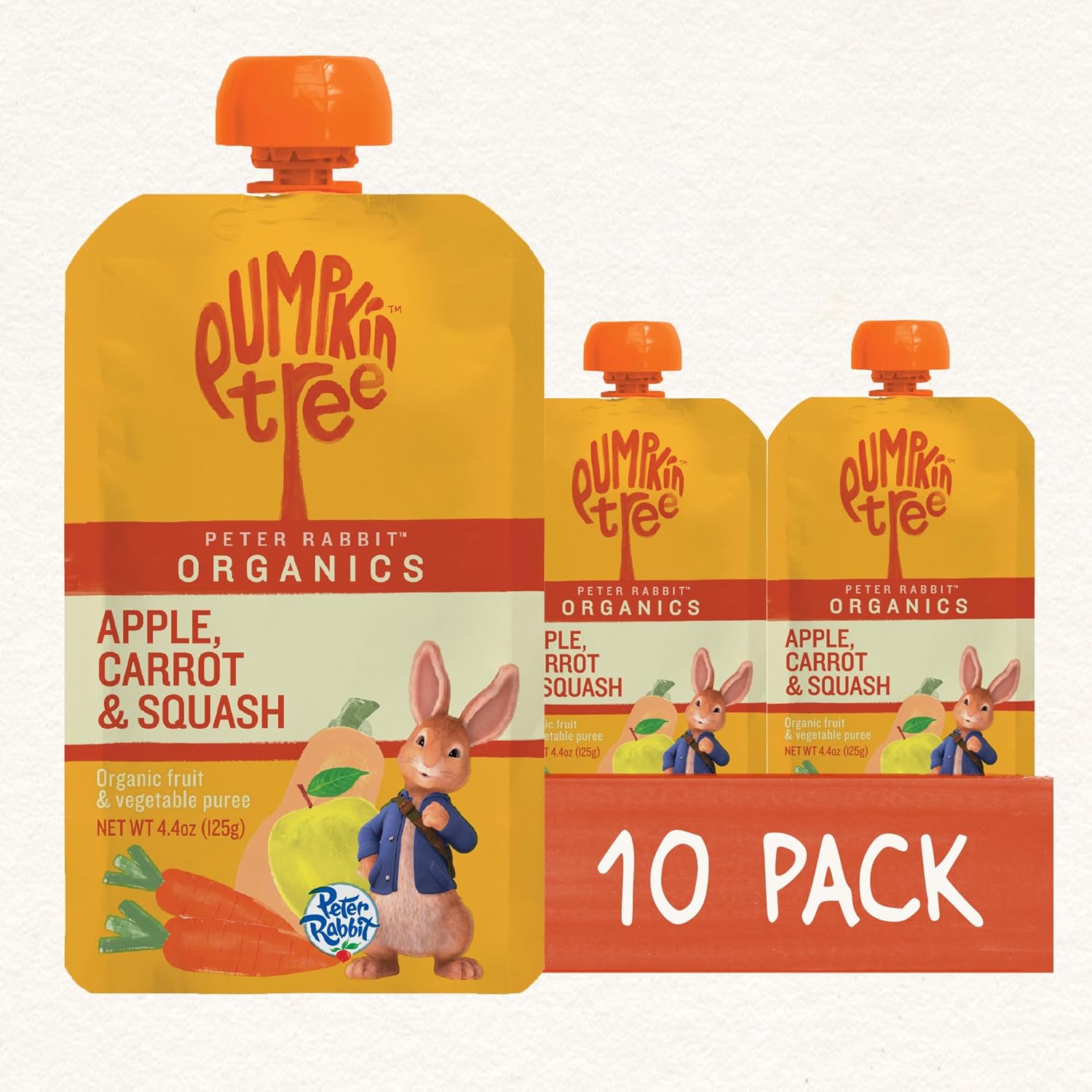 Peter Rabbit Organics Veggie Snacks - Carrot Squash And Apple - Case Of 10 - 4.4 Oz.
