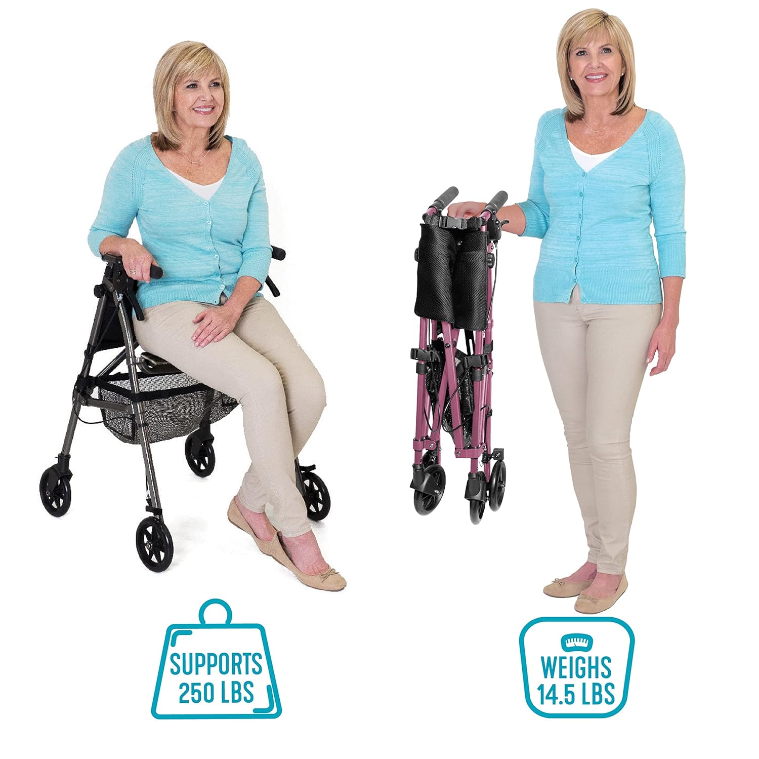 Ez Fold-n-go Rollator - Regal Rose (each)