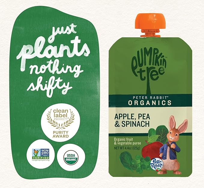 Peter Rabbit Organics Veggie Snacks - Pea Spinach And Apple - Case Of 10 - 4.4 Oz.