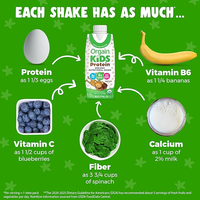 Pediatric Oral Supplement Orgain Kids Protein Organic Nutritional Shake Chocolate Flavor 8.25 oz. Carton Liquid Organic,Packaging Type- Each