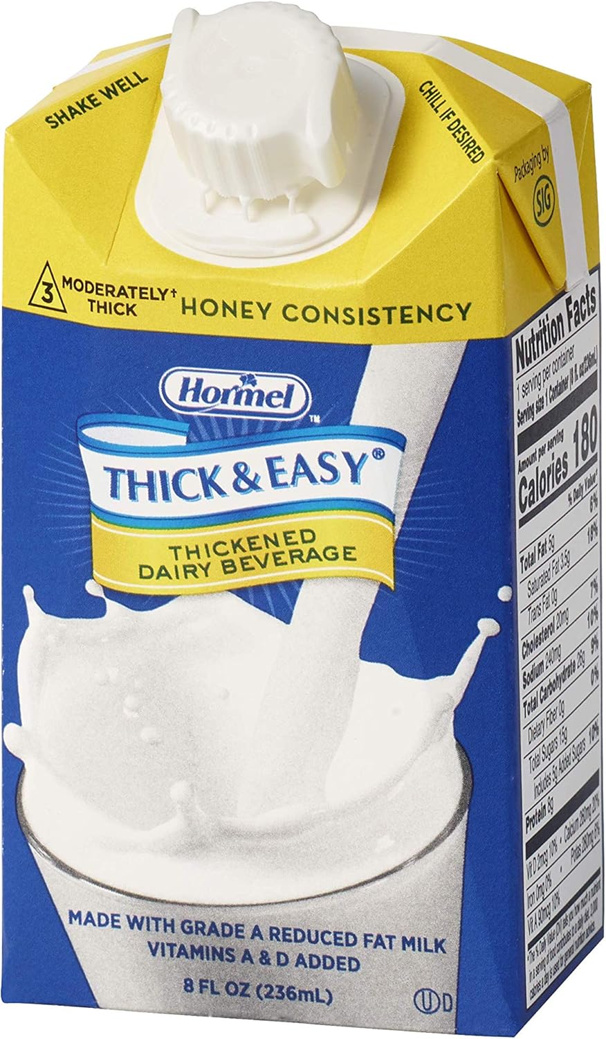 Thickened Beverage Thick & Easy Dairy 8 oz. Carton Milk Flavor Liquid IDDSI Level 3 Moderately Thick/Liquidized,  Packaging Type- Case
