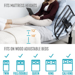 Able Life Click-N-Go Extendable Bed Rail for Wood Adjustable Bed Frames – Removable Handle for Seniors & Elderly. Fits King, Queen, Full & Twin Beds, ASTM Approved.