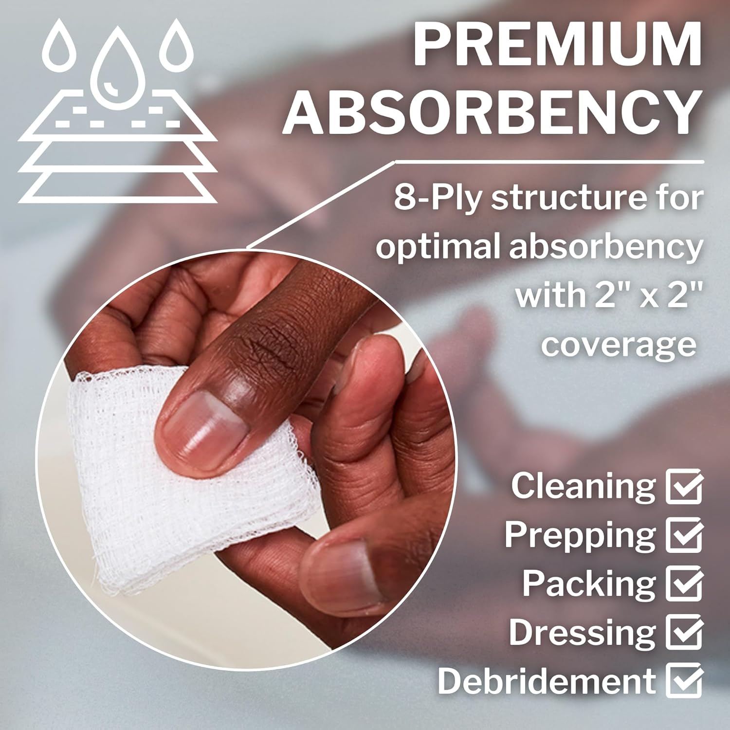 Gauze Sponge CareStock 2 X 2 Inch 8-Ply Sterile 2 per Pack, Packaging Type- Case