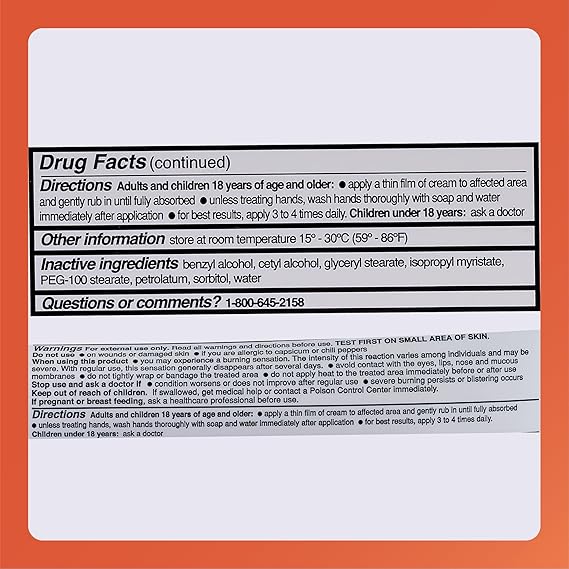 Topical Pain Relief Major 0.075% Strength Capsaicin Cream 2 oz.,Packaging Type- Each