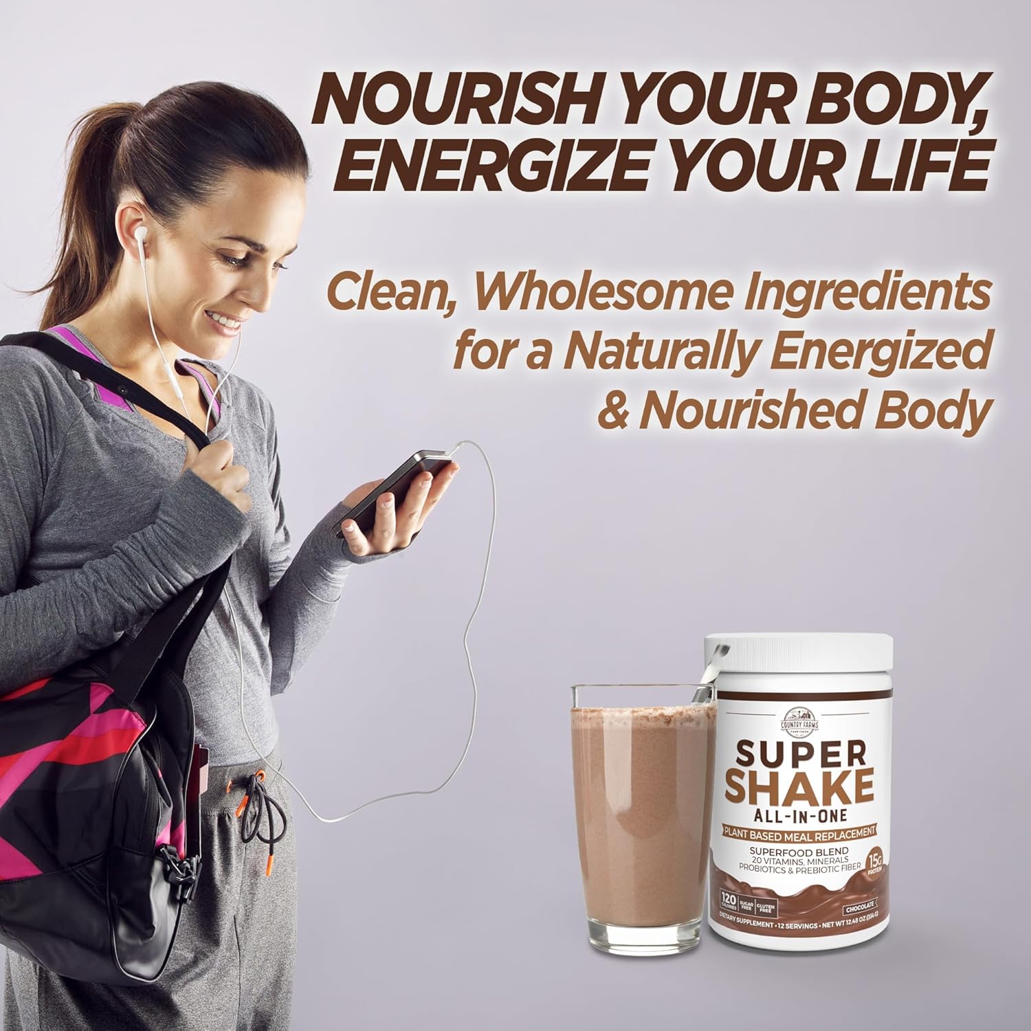Country Farms - Super Shake Powder Chocolate - 1 Each-12.48 Oz