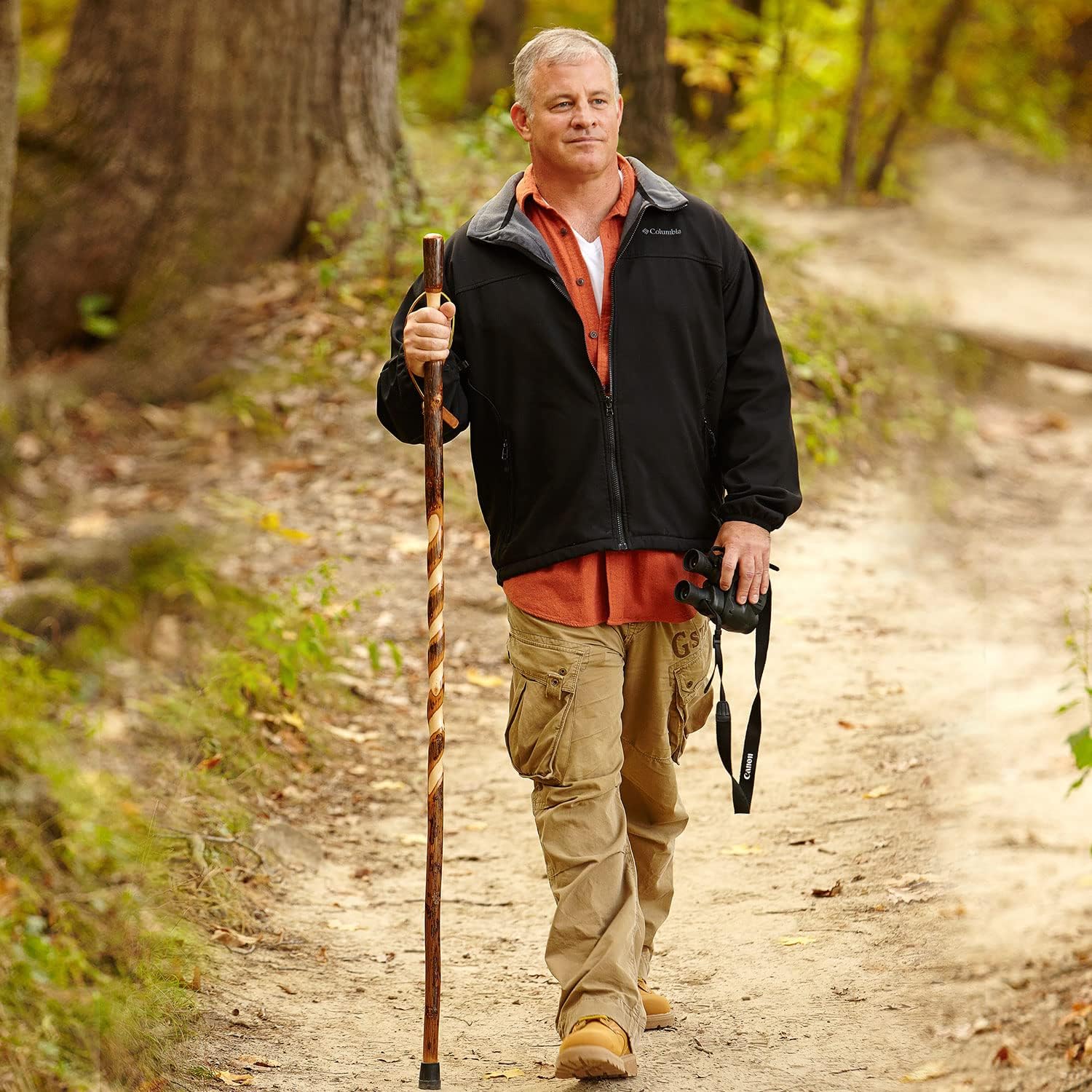 Walking Stick Brazos Twisted Wood 55 Inch Height Hickory