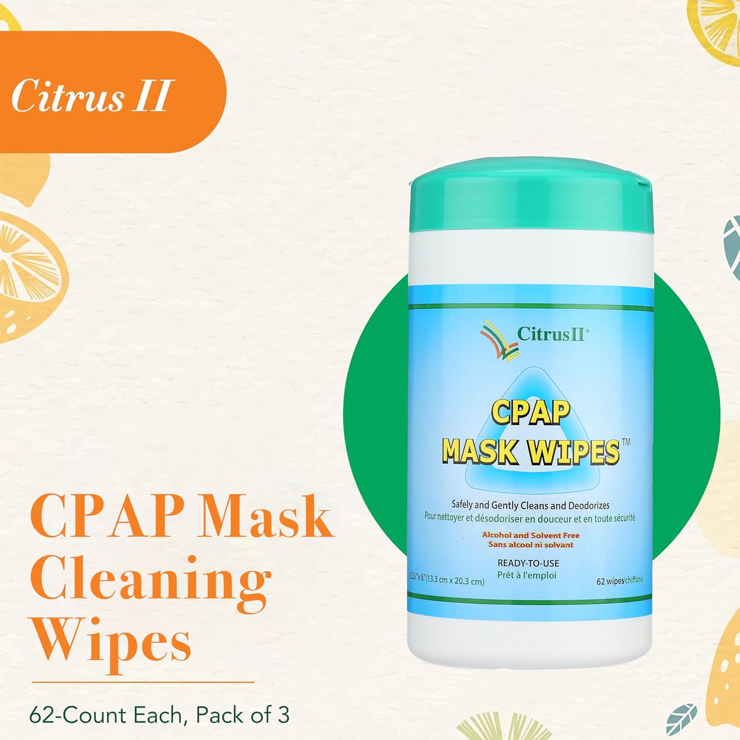CPAP Wipes Citrus II 5 X 8 Inch, 7.5 oz,Packaging Type- Each