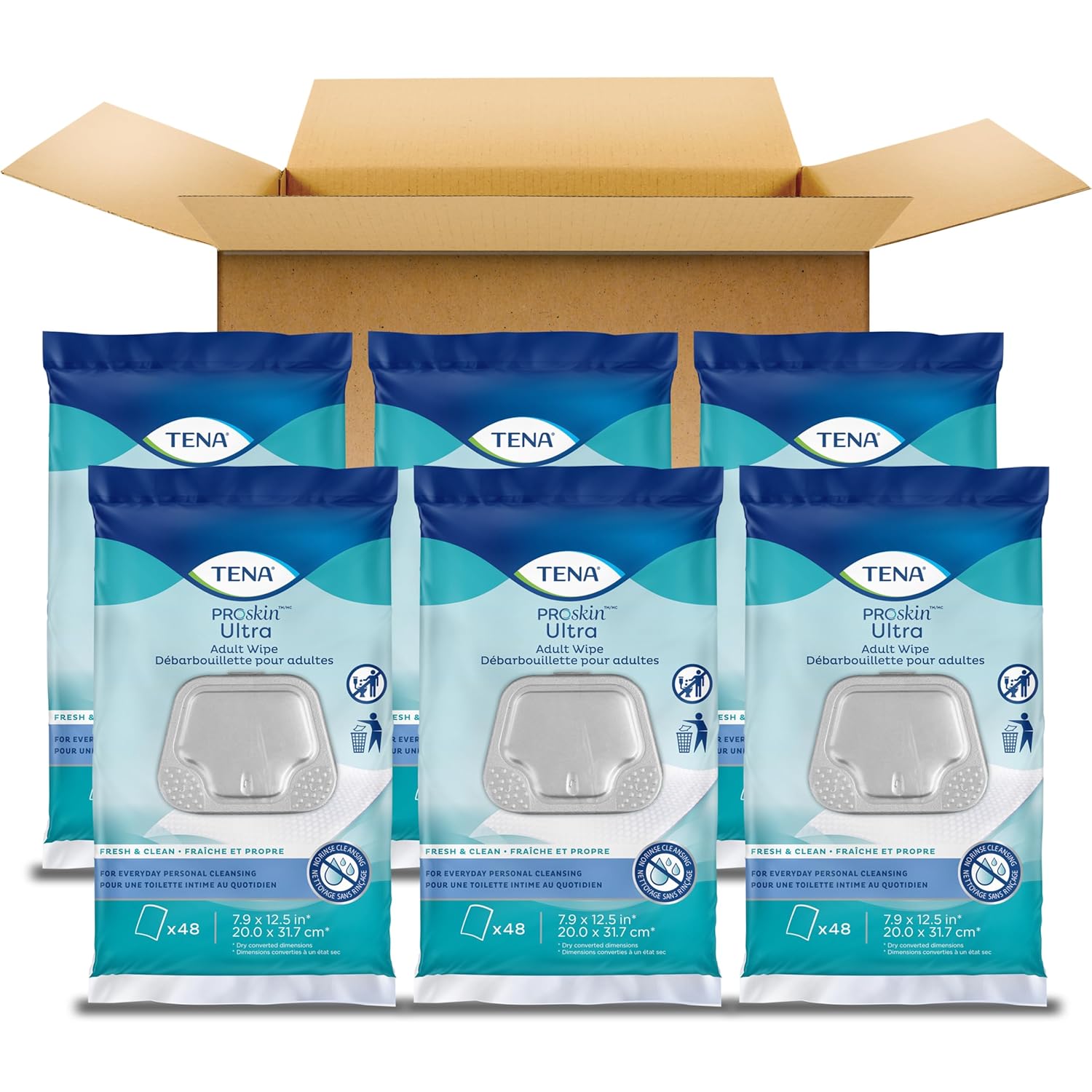 Personal Cleansing Wipe TENA ProSkin Ultra Soft Pack Unscented 48 Count, Packaging Type- Case