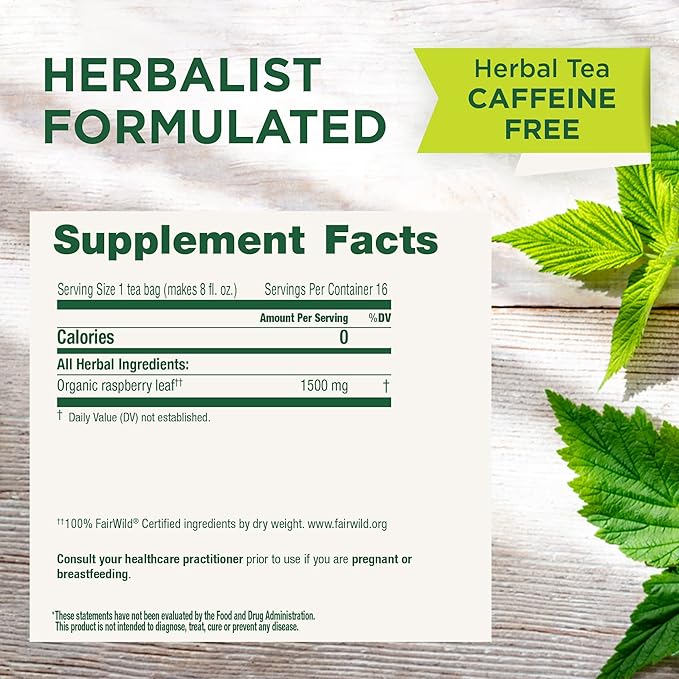 Traditional Medicinals Organic Raspberry Leaf Herbal Tea - 16 Tea Bags - Case Of 6