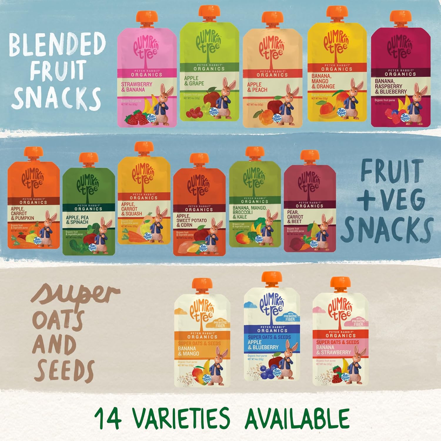 peter rabbit organics baby food organic vegetable and fruit puree pumpkin carrot and apple 4 4 oz case of 10