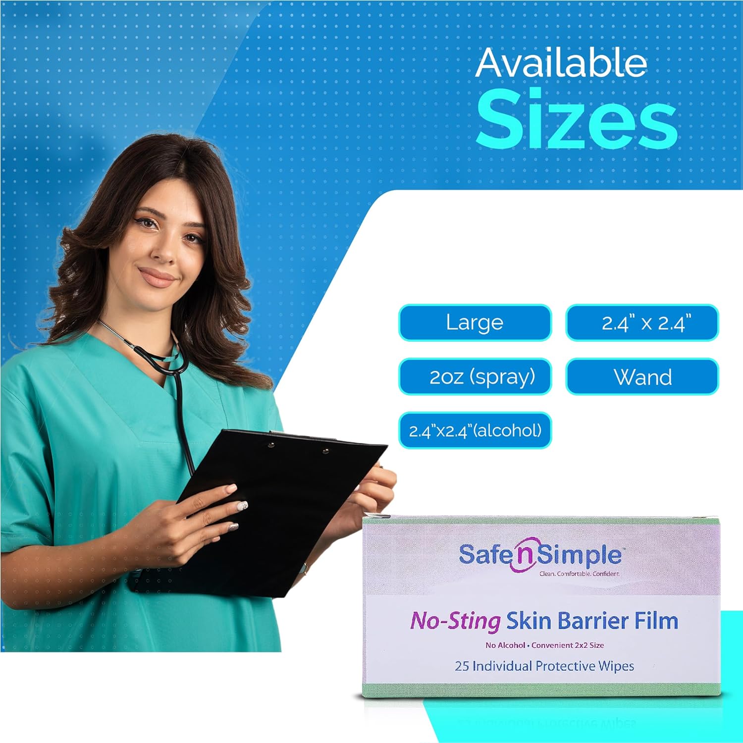 Skin Barrier Wipe Safe N Simple No-Sting 60% / 20% Strength Purified Water / Polyvinylpyrrolidone / Glycerin / Propylene Glycol Individual Packet Sterile