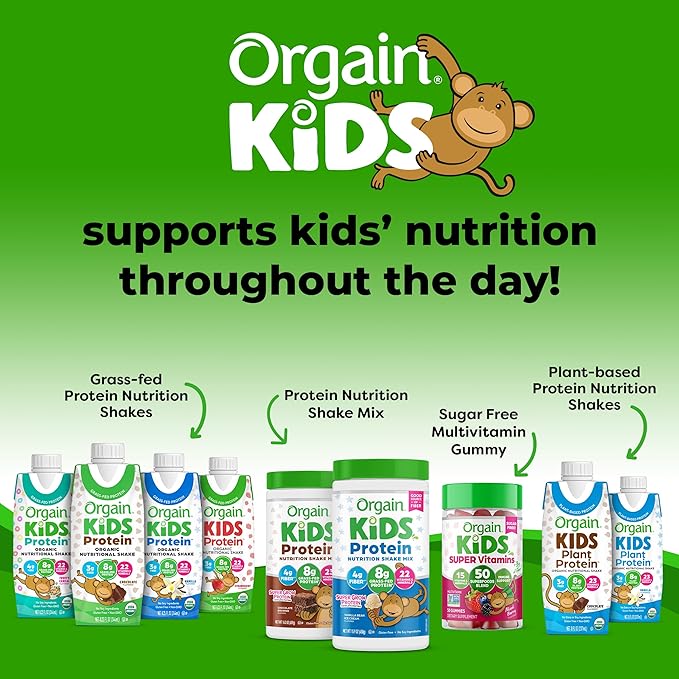 Pediatric Oral Supplement Orgain Kids Protein Organic Nutritional Shake Chocolate Flavor 8.25 oz. Carton Liquid Organic,Packaging Type- Each