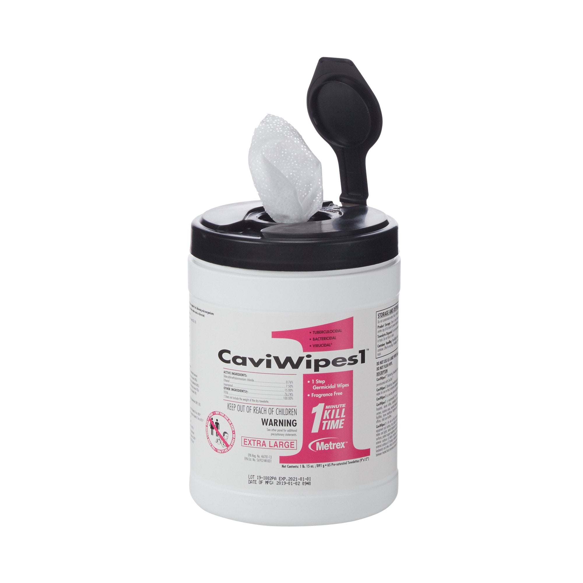 CaviWipes1 Surface Disinfectant Premoistened Alcohol Based Manual Pull Wipe 65 Count Canister Alcohol Scent NonSterile | 65/CN