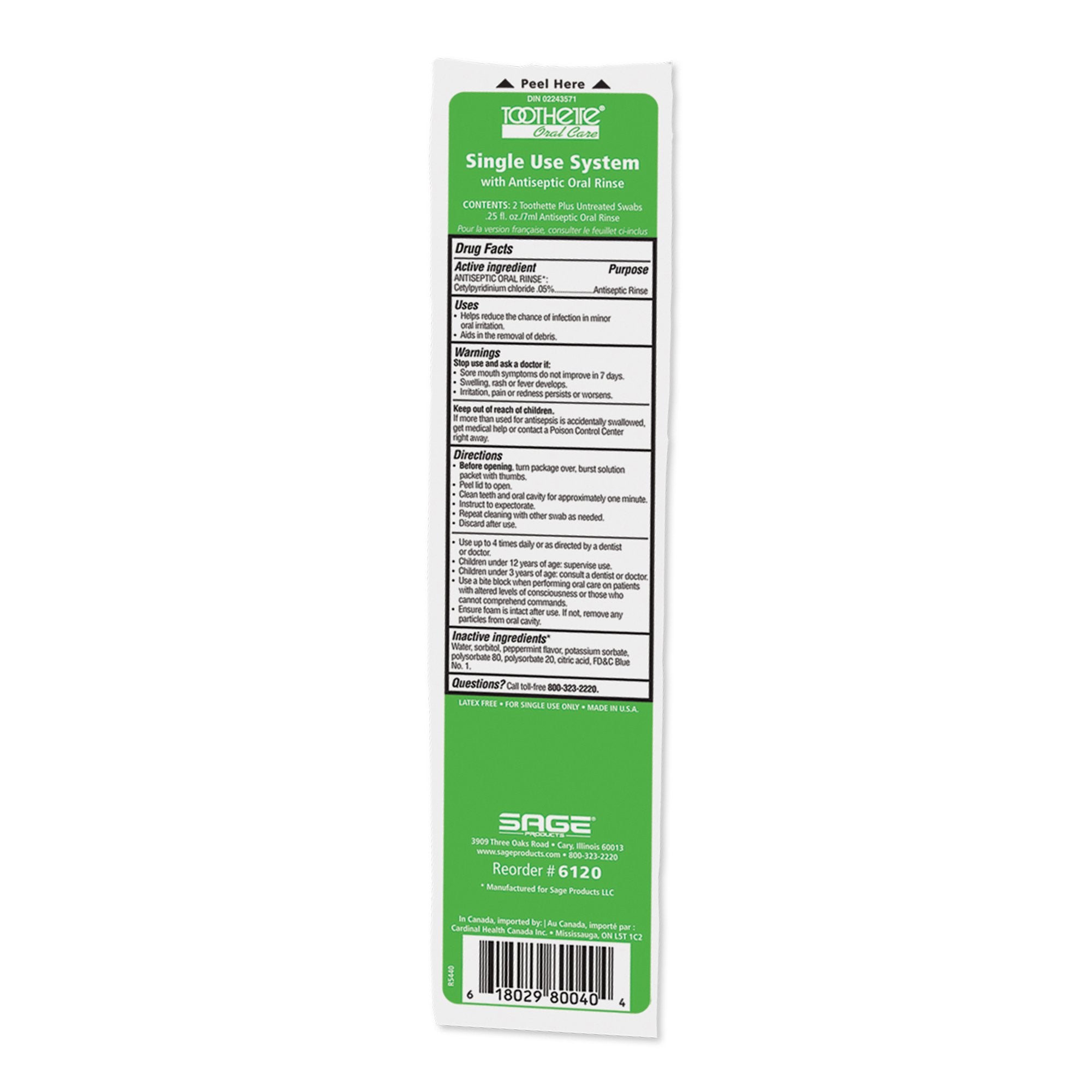 Oral Swab Toothette Plus Mouthwash Foam Tip 2 per Pack,Packaging Type- Box