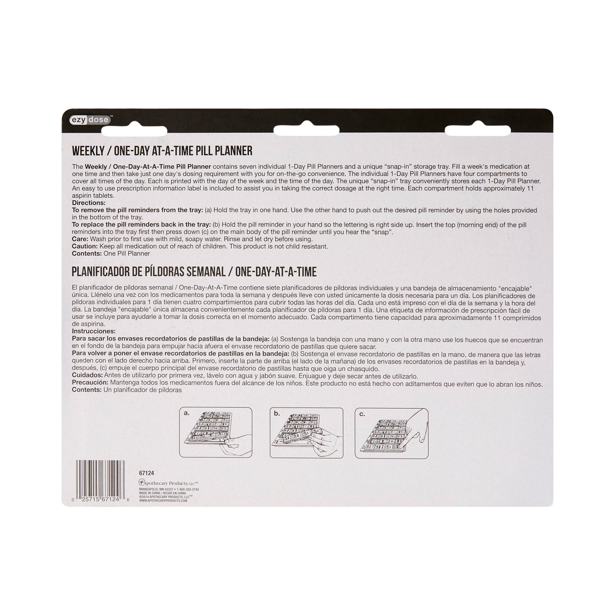 Pill Organizer One-Day-At-A-Time Medium 7 Day 4 Dose,Packaging Type- Each