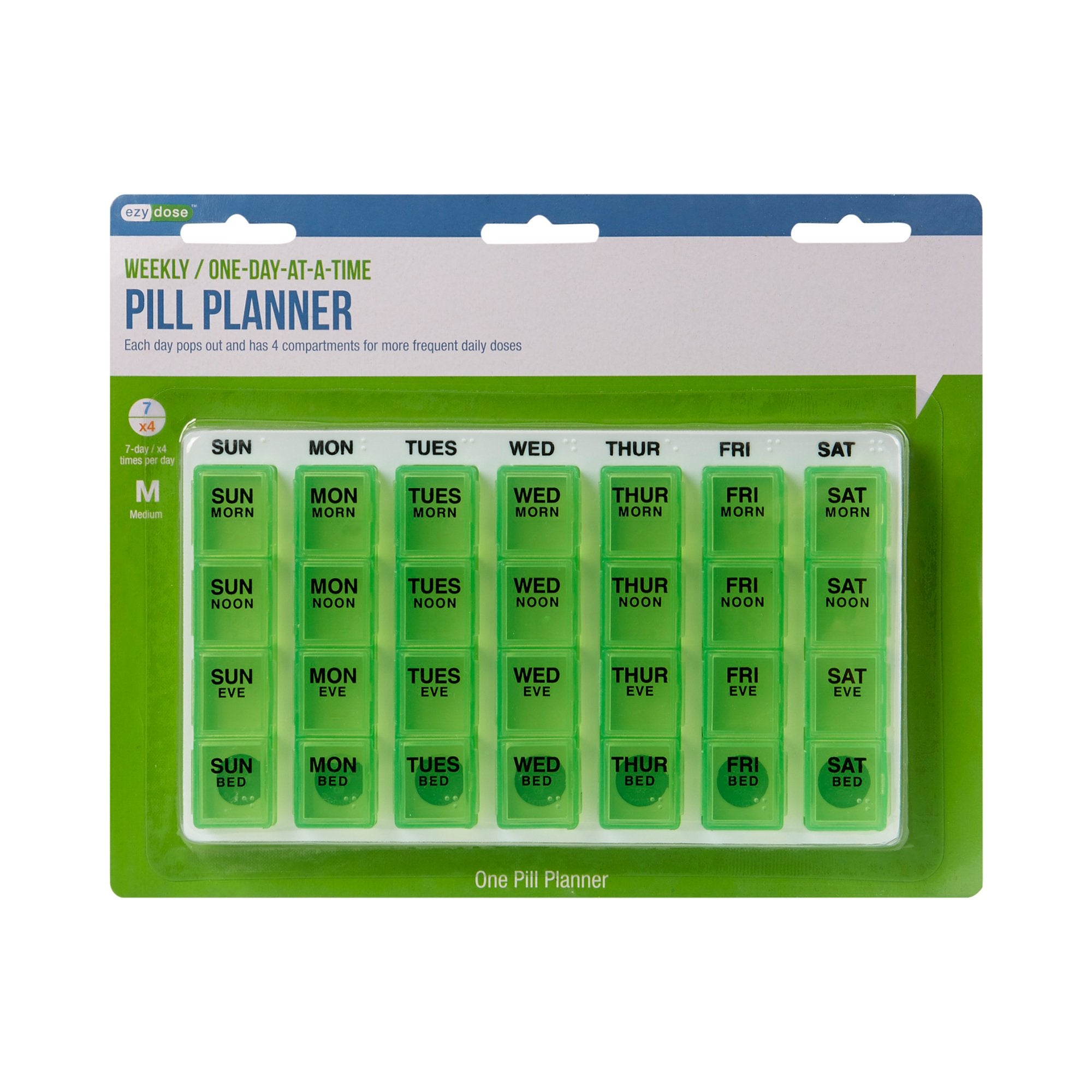 Pill Organizer One-Day-At-A-Time Medium 7 Day 4 Dose,Packaging Type- Each