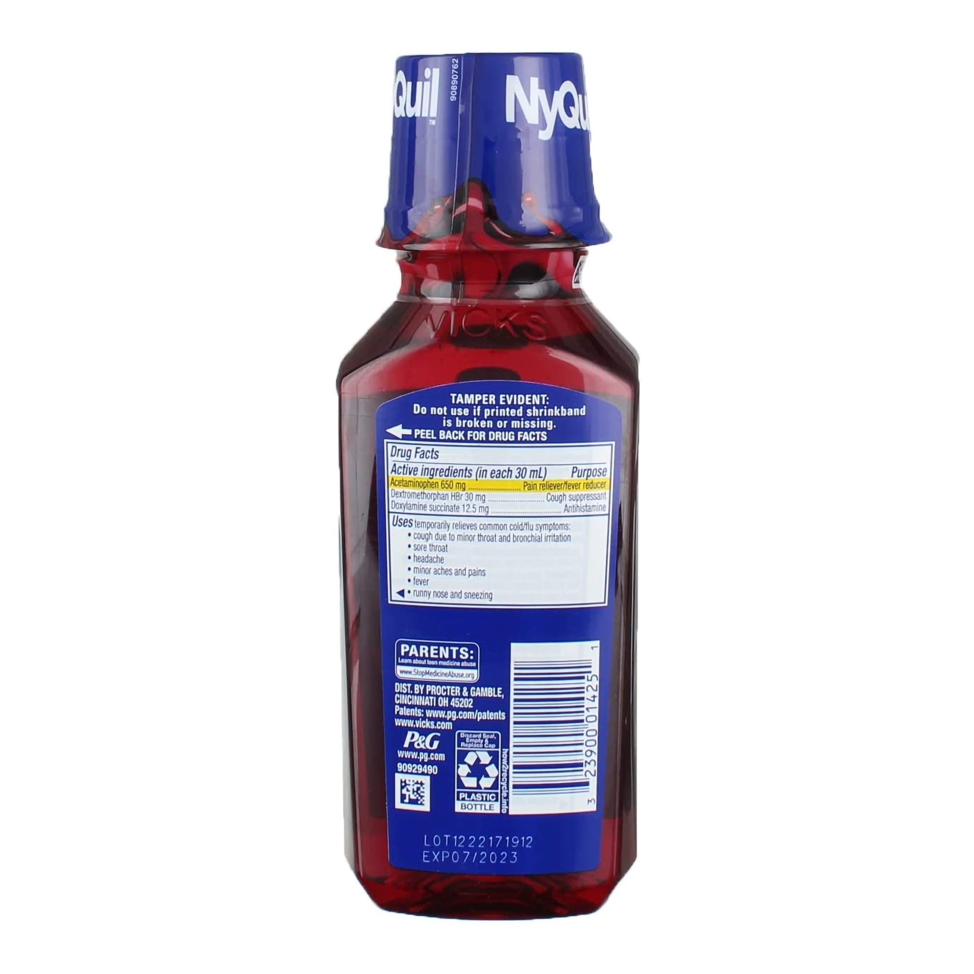 Cold and Cough Relief NyQuil Cold & Flu 650 mg - 30 mg - 12.5 mg / 30 mL Strength Liquid 8 oz.,Packaging Type- Each