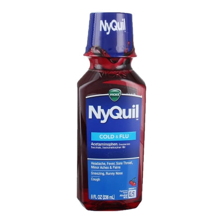Cold and Cough Relief NyQuil Cold & Flu 650 mg - 30 mg - 12.5 mg / 30 mL Strength Liquid 8 oz.,Packaging Type- Each