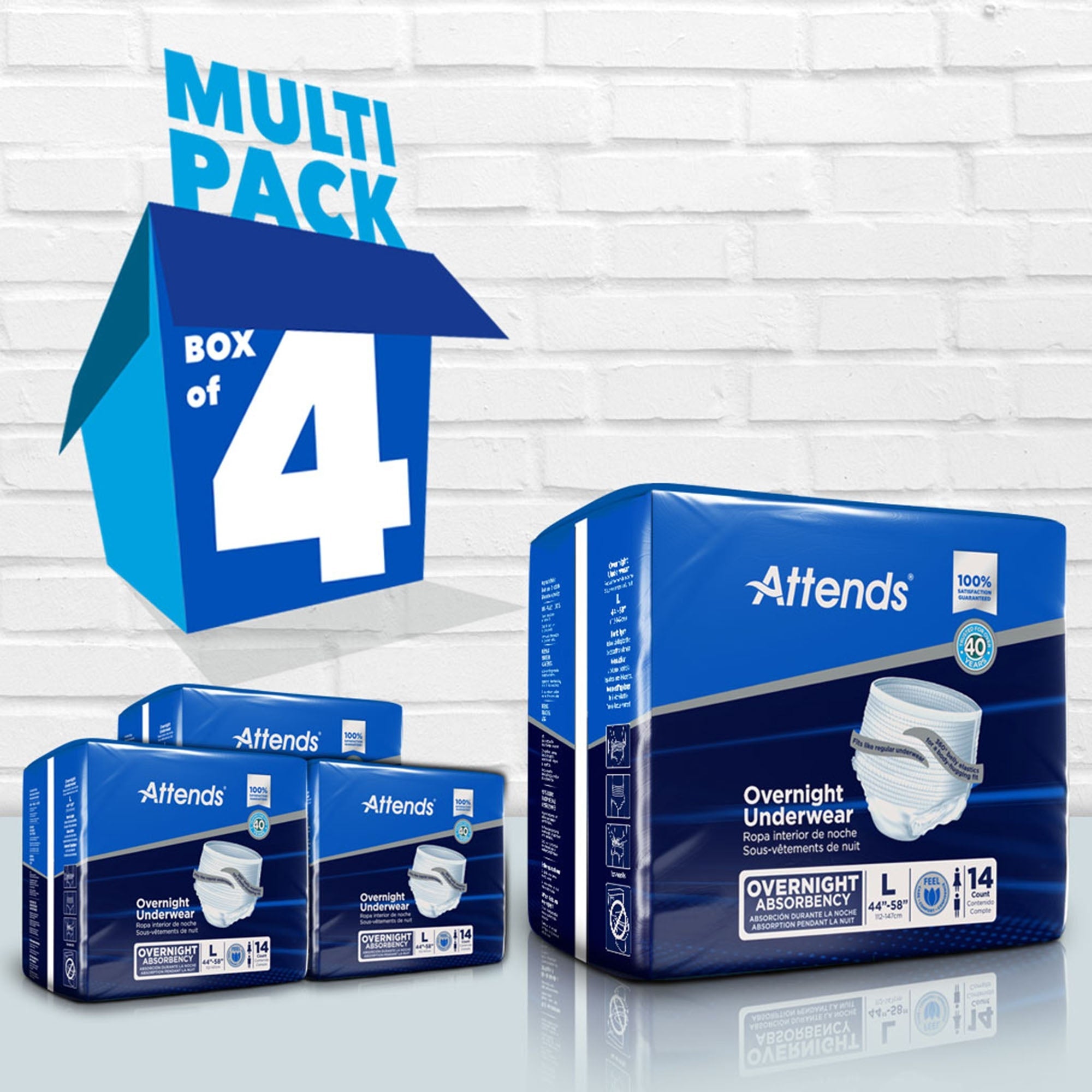 Unisex Adult Absorbent Underwear Attends Overnight Pull On with Tear Away Seams Large Disposable Heavy Absorbency, Packaging Type- Case