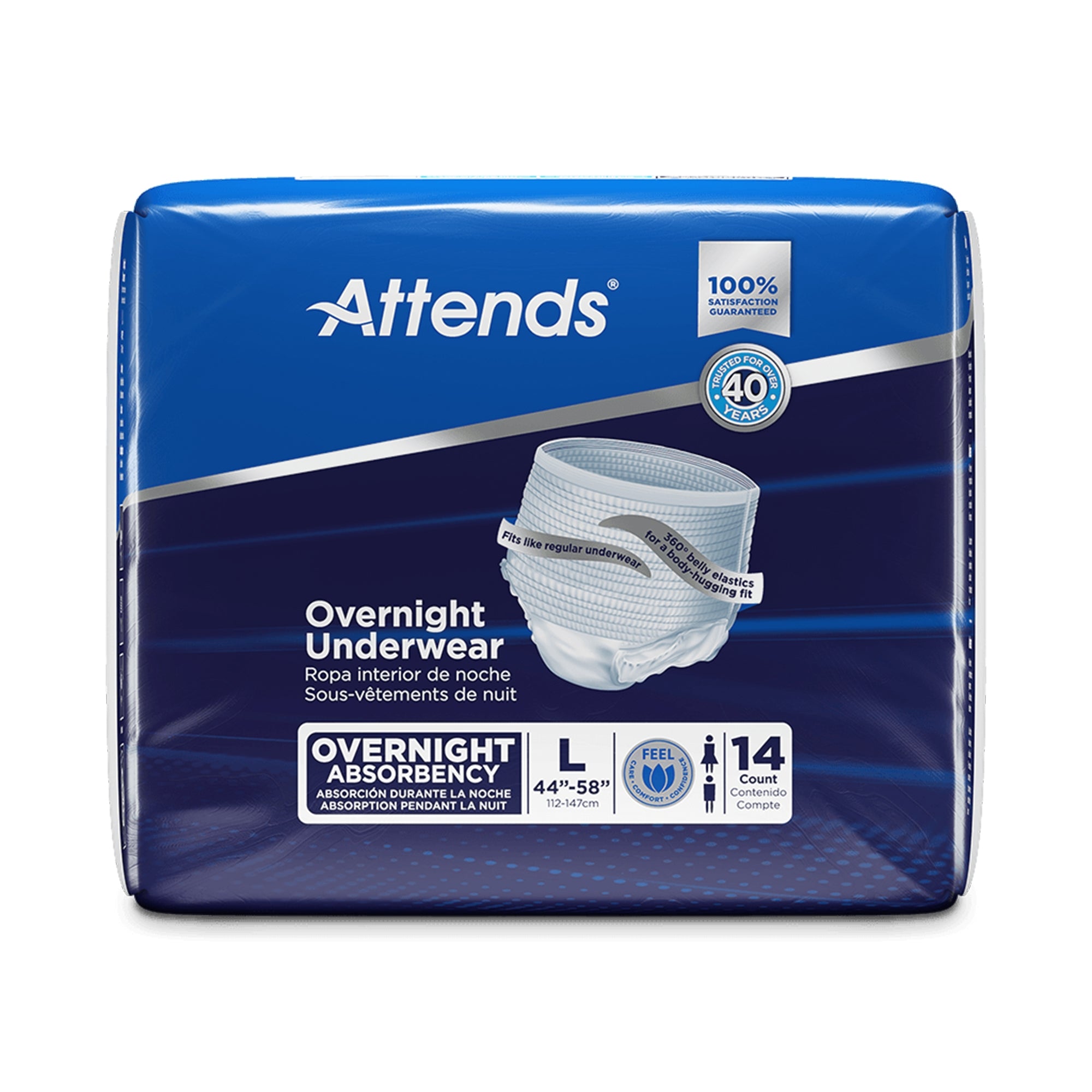 Unisex Adult Absorbent Underwear Attends Overnight Pull On with Tear Away Seams Large Disposable Heavy Absorbency, Packaging Type- Case
