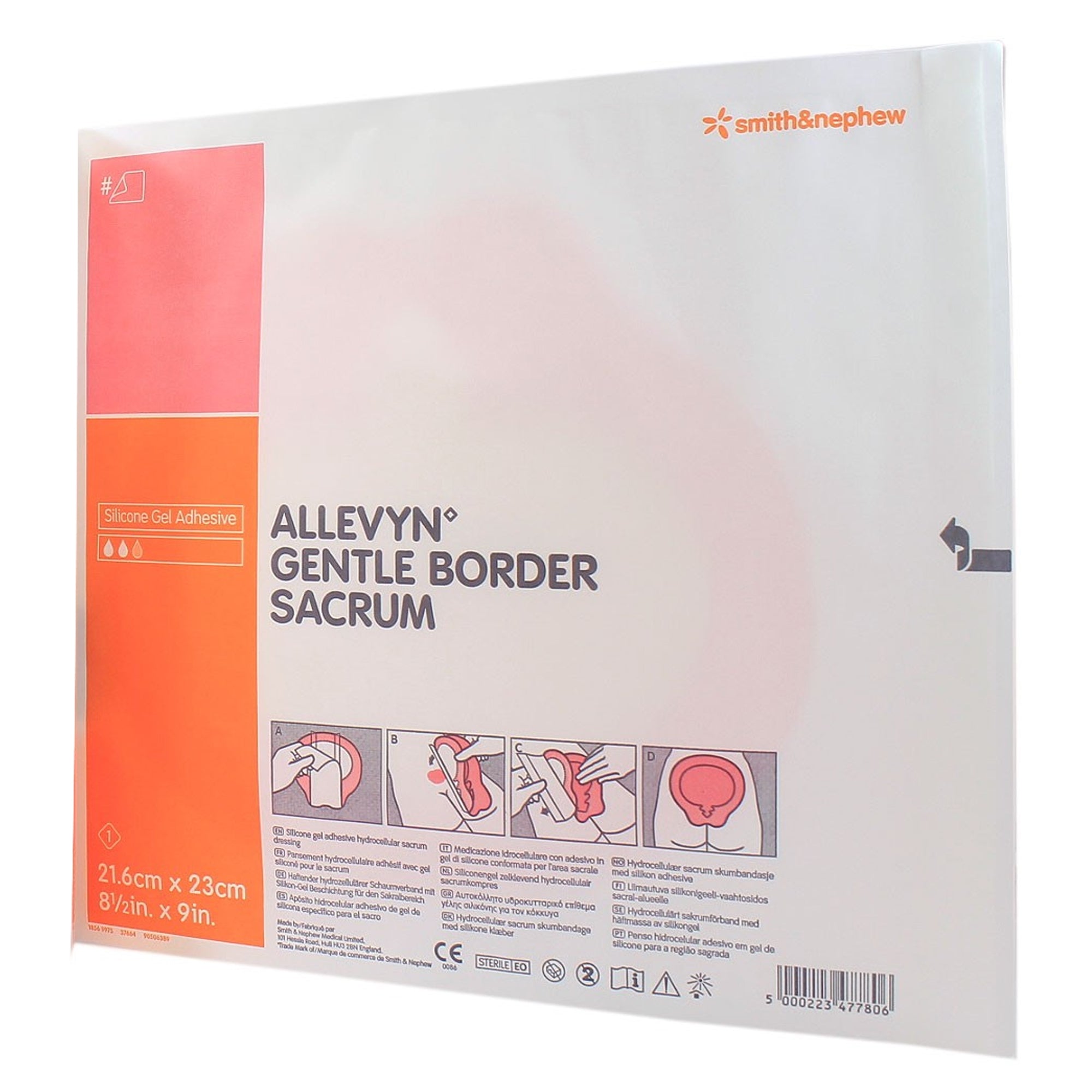 Foam Dressing Allevyn Gentle Border 8-1/2 X 9 Inch With Border Film Backing Silicone Gel Adhesive Sacral Sterile,Packaging Type- Each