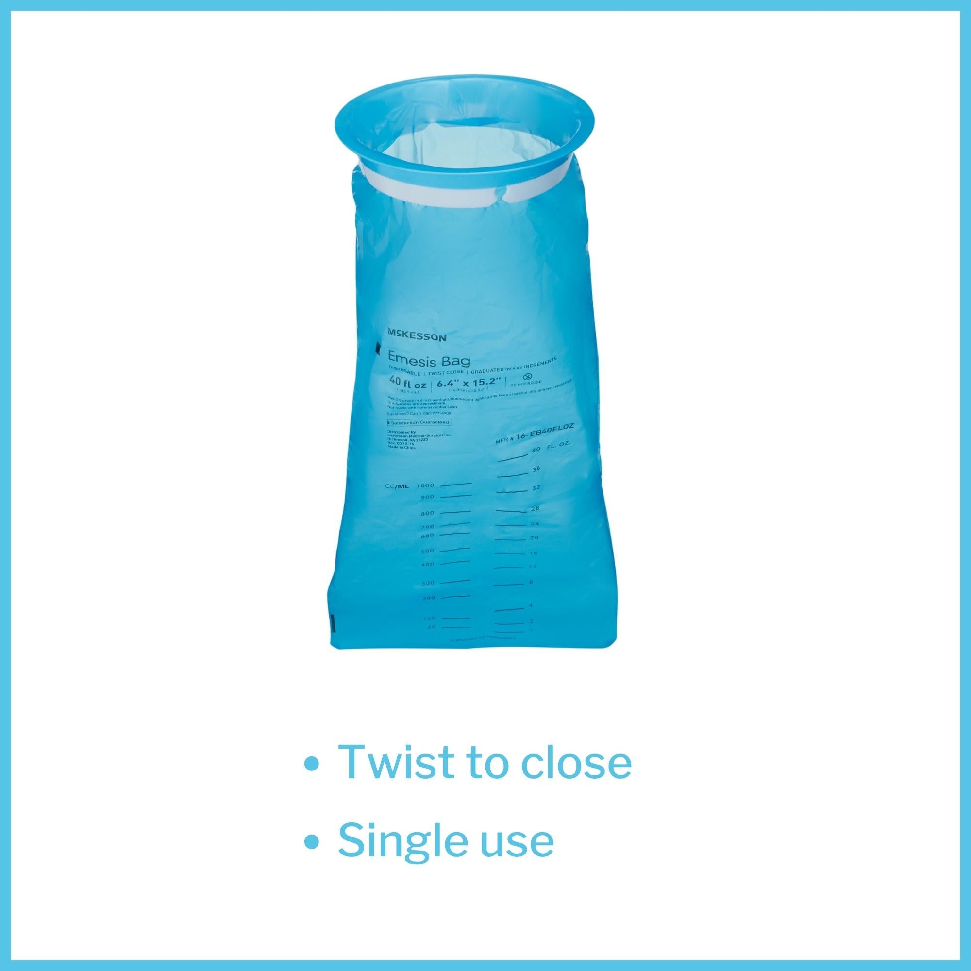 Emesis Bag McKesson 40 oz. Blue, Packaging Type- Case