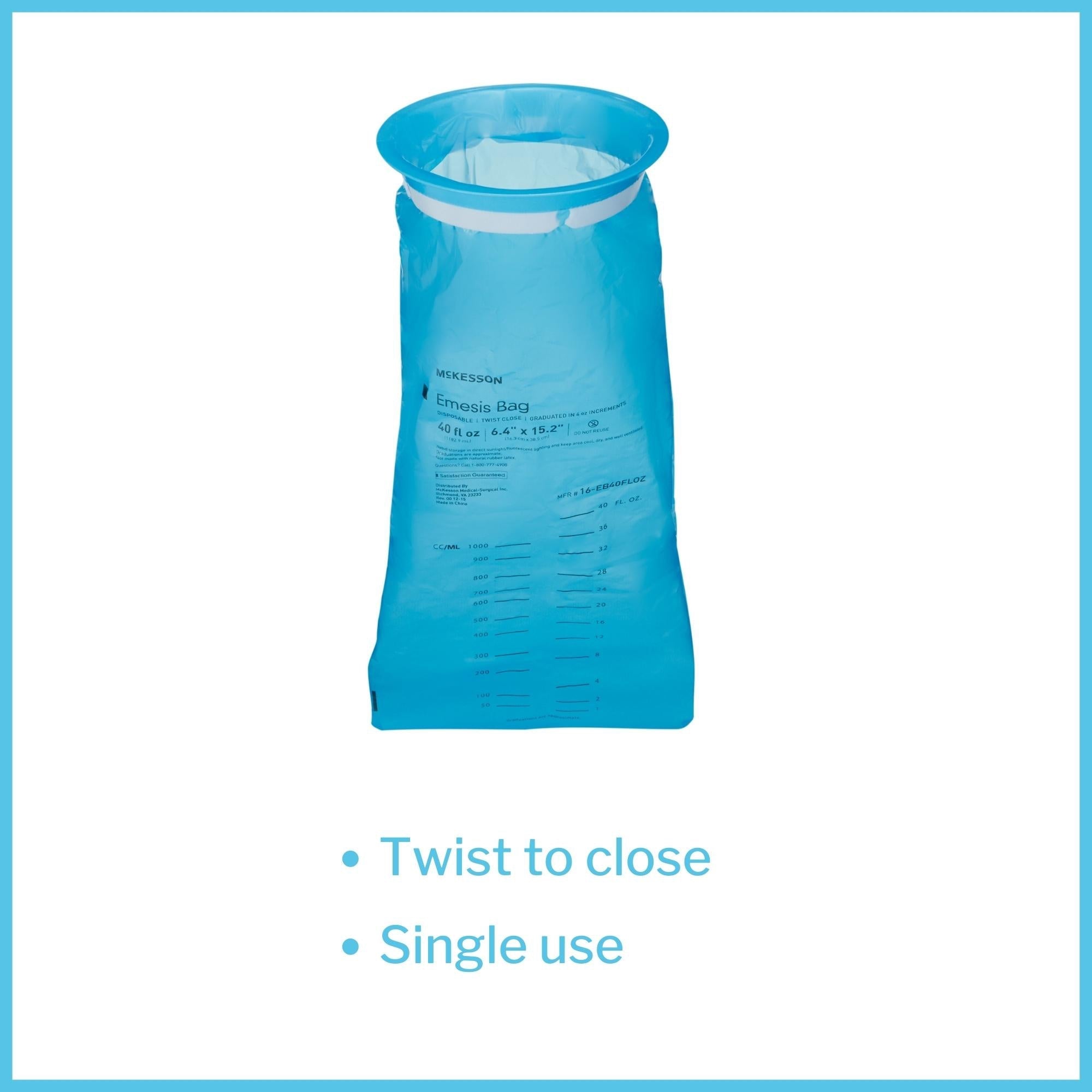 Emesis Bag McKesson 40 oz. Blue, Packaging Type- Case