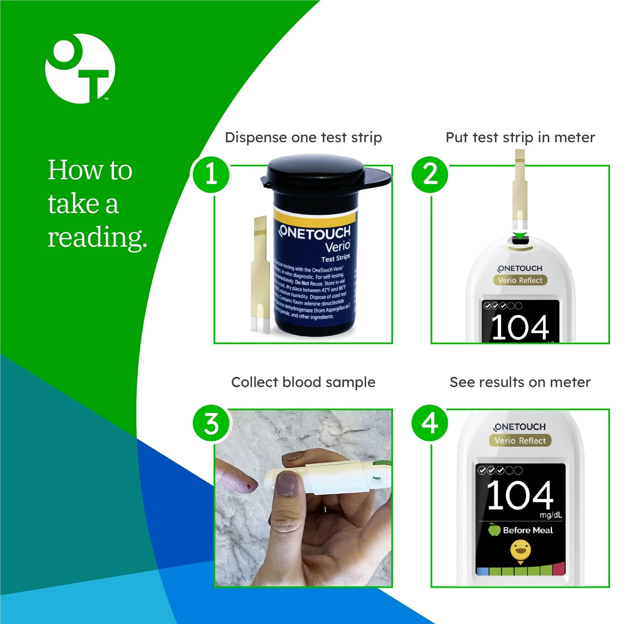 Blood Glucose Test Strips OneTouch Verio 100 Strips per Pack, Packaging Type- Box
