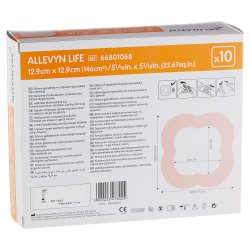 Foam Dressing Allevyn Life 5--1/16 X 5-1/16 Inch With Border Film Backing Silicone Gel Adhesive Quadrilobe Sterile Box of 10